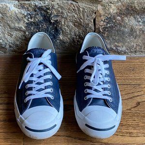 Navy Blue and White, Leather Jack Purcell Converse